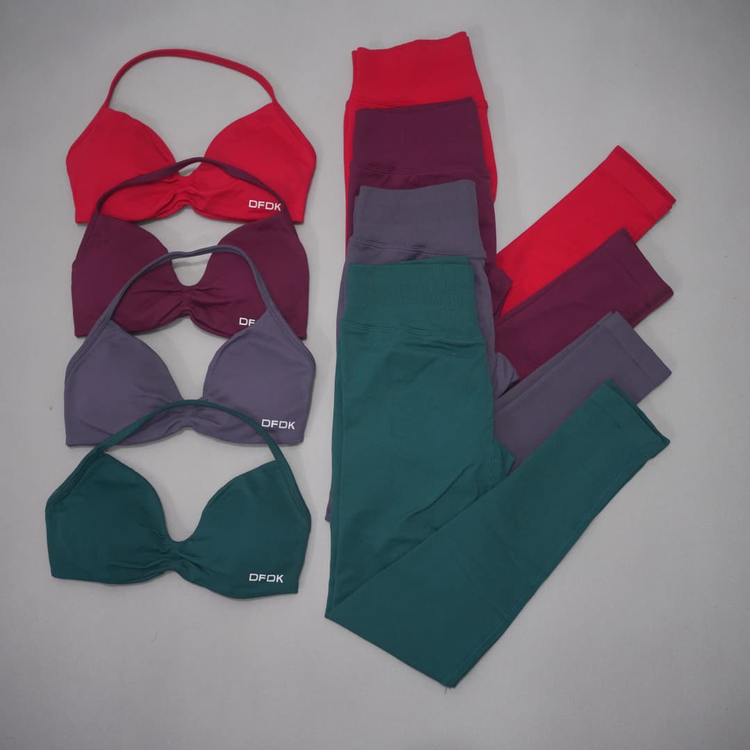 Yoga Fitness Kleidung - DFDK Nahtloses Strick-Yoga-Outfit für Damen, 2-teilig,