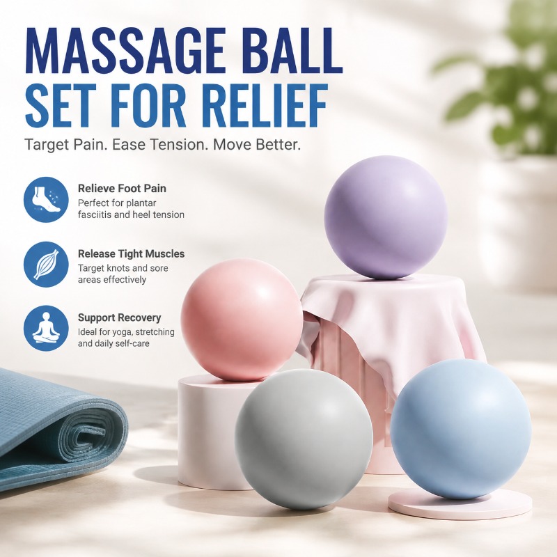 Yoga Fitness Ball - Silikon-Faszienball, massiver Massageball für Plantarfaszien, Nacken-