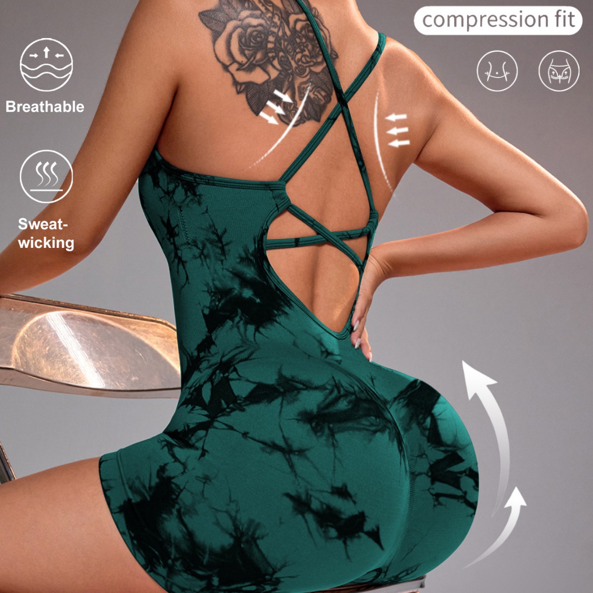 Yoga Overall Fitness - 15-farbiger einteiliger Overall, Shorts, Elastizität, Body,