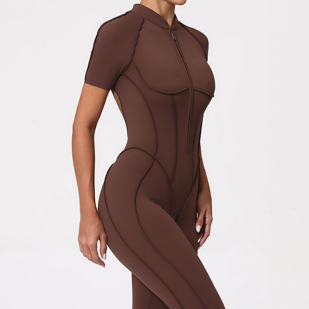 Yoga Overall Fitness - Fitness-Jumpsuit für Damen, Sportanzug mit Reißverschluss,